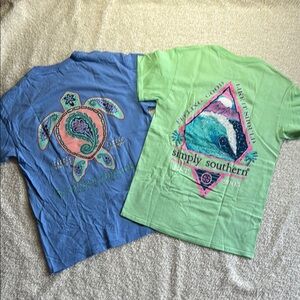 Simply Southern Blue and Green Short Sleeve Tees